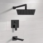 Remer TSF43 Matte Black Tub and Shower Set With Rain Shower Head